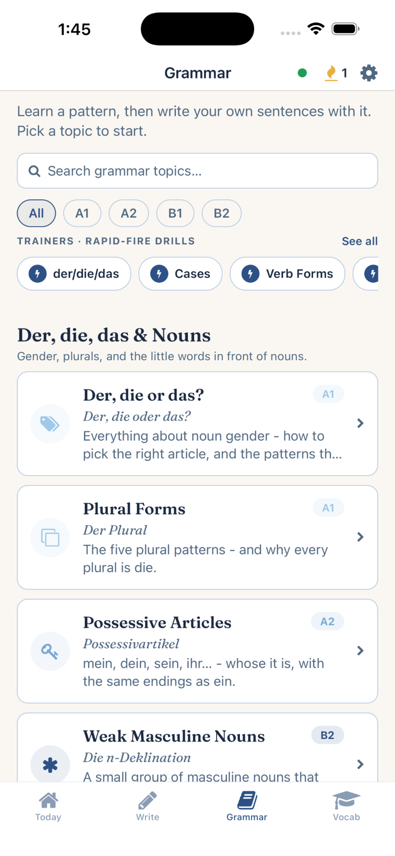 Edelvox grammar reference screen