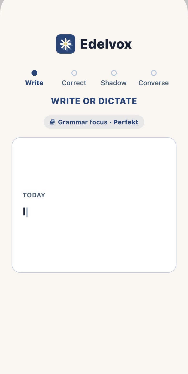 Edelvox Write screen